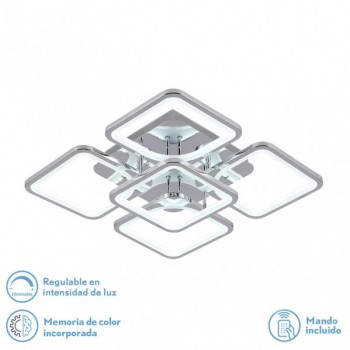 Distribuidor - Lâmpadas Diversas | Lâmpadas Modernas | PLAFON 129W 3000-4000-6500K CROMO ELARA 9X58X58CM 17415LM C.REMOTO,REGULADOR Y MEMORIA Ref: 172685020